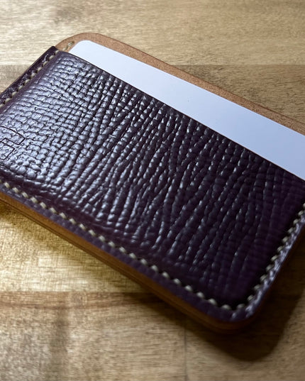 textured 3 slot shell cordovan card holder